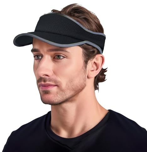RUIXIA Casquette Visière Anti UV pour Femme Homme Adolescent Enfant Visière Soleil Pliable Réglable à Séchage Rapide Casquette Respirant pour Course Tennis Golf(Tour de tête de 52 à 60cm)