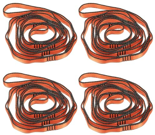 PATIKIL 71 Inch Daisy Chain Straps, 4 Pack Strong Climbing Strap Adjustable Nylon Chain Sling with 8 Loops for Aerial Yoga Hammock Swing, Orange