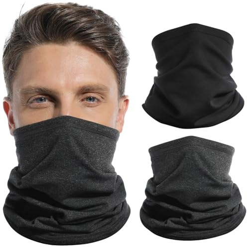 StylSense 2 Pack Winter Fleece Neck Warmer Snoods for Men & Women Windproof Thermal Gaiter/Scarf for Skiing Motorcycle Running Cycling & Outdoor Sports