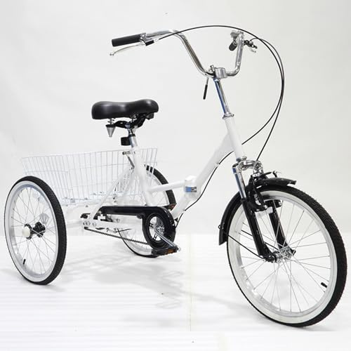 20-Tums Trehjuling För Vuxna - 3-Hjuliga Cruisercyklar, Trehjuling Med En Växlad Lastcykel, Pedalcykel Med Korg, För Män Och Kvinnor, Seniorer A