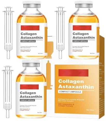 Sérum Astaxanthine et Collagène pour le Visage, Ampoule Liftante Collagène Astaxanthine - Anti-rides, Raffermissant, Éclat du Teint, Atténue les Rides