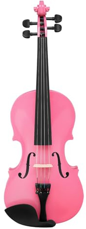Glarry Violin 1/8 Size for Beginners, Pink Acoustic Violin Fiddle for Kids Ages 4-5, Set for Kids with Case, Rosin, Bow & Manual