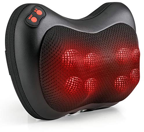 Coussin de Massage avec 8 Nœuds, Masseur Shiatsu Électrique avec Chauffage, 3 Vitesses, Minuterie 15 Min, pour cou, Dos Épaule Pied Mollet Jambe, au Bureau Maison Voiture