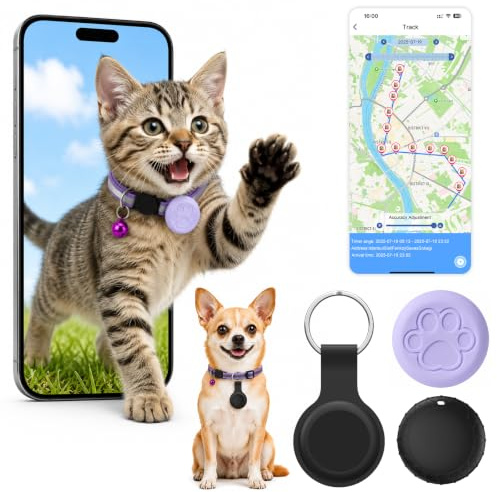 Localizador GPS Perros, GPS Gatos Compatible con Sistemas iOS y Android, Collar GPS Perros/Gatos Sin Suscripción, Posicionamiento Global en Tiempo Real, Resistente IPX6, para Perros Pequeños y Gatos
