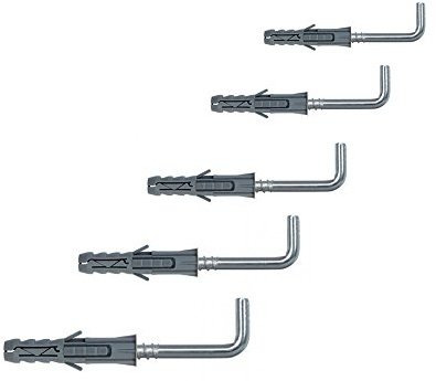 Universaldübel mit Winkelhaken 8 х 40 mm - 100 Stück Spreizdübel aus Polypropylen Dübel