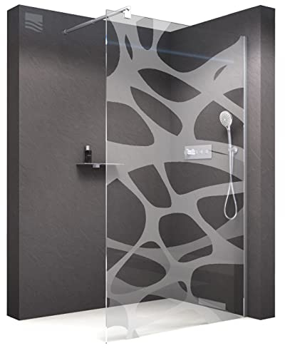BERNSTEIN Duschwand 120x200 cm ESG Glas 10mm Walk-In Duschabtrennung EX101 Milchglas Muster Wave Glas-Duschwand Dusche Duschtrennwand