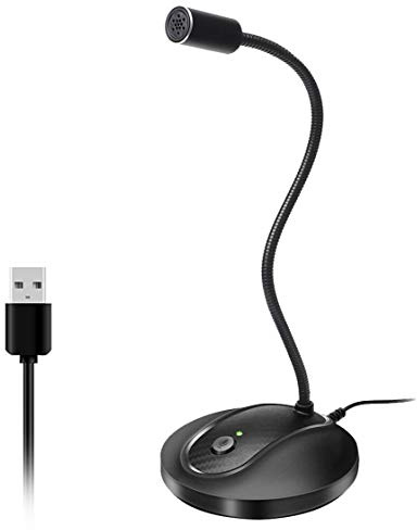JOUNIVO USB Microphone, 360 Degree Adjustable Gooseneck Design, Mute Button & LED Indicator, Noise-Canceling Technology, Plug & Play, Compatible with Windows & MacOS