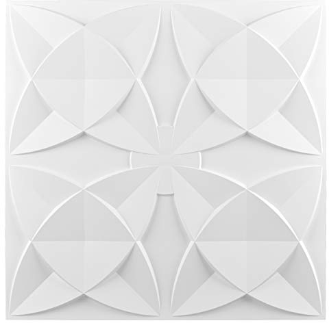Art3d Azulejos decorativos de techo de 2 x 2 con pegamento, azulejos de techo suspendidos, paquete de 12 unidades, diseño floral blanco