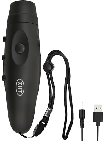 ZHT Electronic Whistles for Referees with USB Charging, 3 Tone High Volume Emergency Whistle for Coaches Teacher, Outdoor Safety Whistles with Lanyard- Black Color
