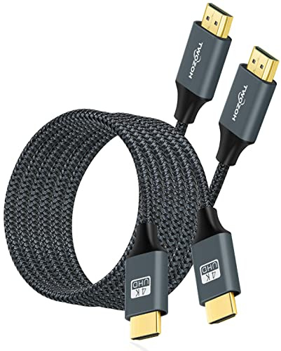 Twozoh 4K HDMI Cable 3M 2 Pack, Nylon Braided High Speed HDMI to HDMI Lead Support 18Gbps 3D/4K@60Hz/2160P/1080P