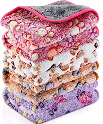 Namalu 4 Wasserdicht Meerschweinchen Fleecedecken Klein Waschbar Hundedecke Saugfähig Meerschweinchen Käfig Einlagen Wiederverwendbar PIPI Pads Schlaf Kuscheldecke (Pfoten Muster, 60 x 40 cm)