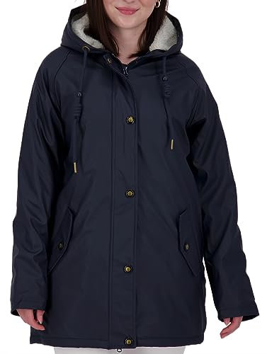 Damen Friesennerz Regenmantel Regenjacke mit Kapuze Gefüttert Wasserdicht Wetterfest Windbreaker Übergangsjacke #ankerglutnebel