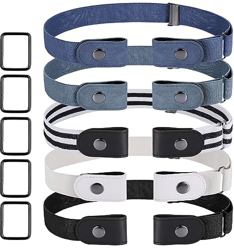 Fentar 5 Stück Schnallenfreie Gürtel - Elastischer Stretch Gürtel für Herren und Damen
