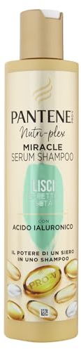Pantene Pro-V Miracle Serum Shampoo Lisci Effetto Seta, con Acido ialuronico, Il potere di un siero in uno shampoo, Per capelli crespi e secchi, 250 ML