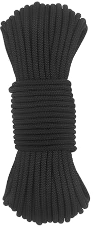 NewDoar Outdoor-Seil 6 mm Zubehörseil 6M/15M/30M/50M Fluchtseil Multifunktionale Kordel zum Magnetfischen, Lastenschleppen, Segelboot-Dockleinen, Camping, Wandern, Schleppen, Schleppen-Schwarz/15M