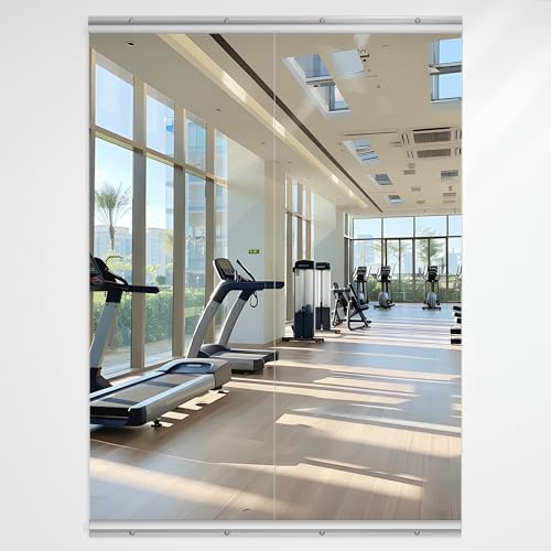 Hasipu Specchio da palestra casa, 140 x 52 cm, 2 pezzi, Grande Specchio a corpo intero per Yoga, Specchi da parete per fitness, garage, studi di danza, vetro temperato