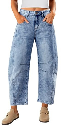 Vetinee Pantalones Vaqueros para Mujer, de Corte Holgado, Pierna Ancha, de Cintura Alta, Estilo Y2K, L