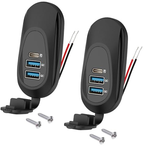 Linkstyle USB-billaddaruttag, dubbel QC3.0 USB A och PD3.0 typ C USB-uttag billaddningsadapter för 12 v marin lastbil, 2 st