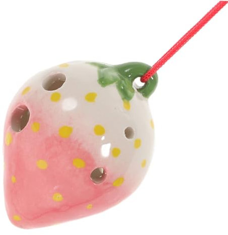 JOINPAYA Keramik Ocarina 6 Löcher Erdbeerform Für Anfänger Tragbares Übungsinstrument Aus Keramik Für Kinder Leicht Zu Spielen Inklusive Liederbuch