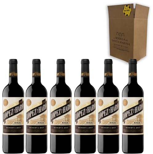 López de Haro Reserva - Vino Tinto - Ideal para Maridar con Carne y Comida Mediterránea - Pack 6 Botellas 75cl
