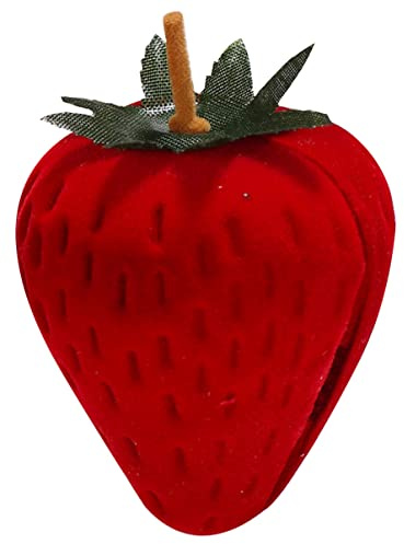 DEARMAMY Portagioie a Forma di Fragola Rosso per Anelli e Gioielli, Custodia Portatile in Materiale Composito Elegante alla Moda per Proposte e Matrimoni