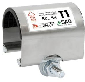 SAB Collare di Riparazione a 1 Tirante per Fori su Tubi 71-76 mm (min-max), Acciaio e Ghisa con Rivestimento in Gomma per Tenuta Idraulica
