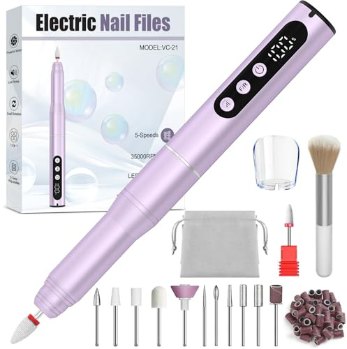 Oukzon Nagelfräser Kabellos, 35000 U/Min Elektrische Nagelfeile, 13 in 1 Fräser Nägel Professionell, Nagelfräser für Gelnägel und Acrylnägel, 5 Geschwindigkeiten, Maniküre set Elektrisch