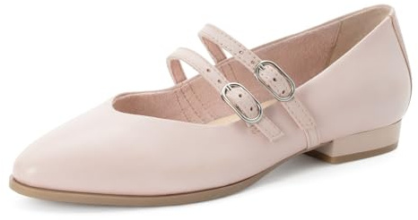 MARCO TOZZI Women Ballerinas Soft Feel Me Footbed Leather Soft Lining Pointed, Pink (Nude), 6 UK