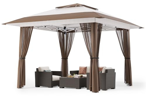 Bealife Cenador para Jardín 4x4，Carpa Plegable Gazebo con Altura Ajustable y Laterales de Malla, Protección UV, Incluye Bolsa con Ruedas, Ideal para Camping, Fiestas, Exterior
