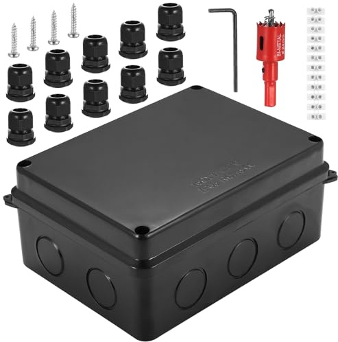 1 PzScatola di Giunzione Impermeabile IP65, Scatola di Derivazione Esterna, Scatole Derivazione Esterne, Scatola Elettrica da Esterno Superficie Connettori per Cavi Elettrici Esterni (nera)