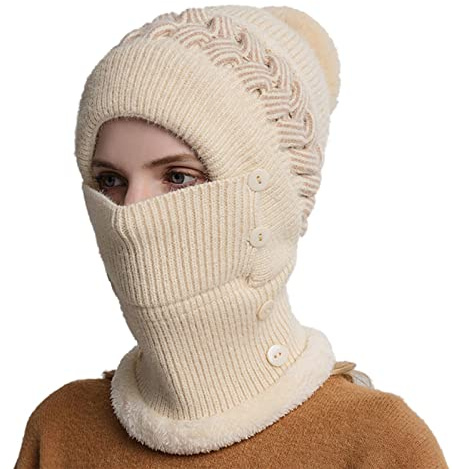 Generisk pilotmössa dam dam huva haklapp mask varm huvudbonad ridning mössor trapper mössa, Beige, one size