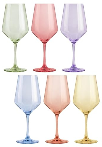 Glasmark KROSNO 1992 vinglas, set om 6 – färgade glas för vitt vin, rosé, aperitif, sommarkvällar och festliga bord