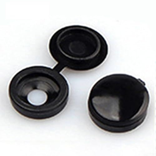 100 botones de plástico con bisagras para tuercas, pernos en trabajos de ocultación y acabado de herrajes de muebles (negro)