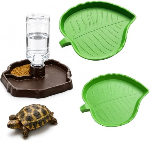 3PCS Reptile Water Bowl, Tortoise Water Dish for Aquarium