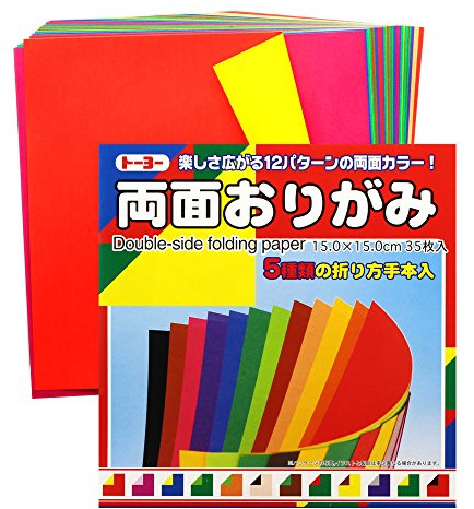 TOYO Papel de Origami Washi Chiyogami Papel Origami 15x15cm Japón (Doble Lado 12 Colores)