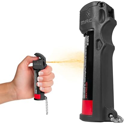 Mace Pepper Spray - Personal Model, 0.63 oz, 12 Feet Range, Max Police Strength, Long Lasting UV Dye, Flip Top Safety Cap, Self Defense Pepper Spray for Women & Men - Black