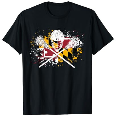 Boys Lacrosse Shirt Sticks Crossed Helmet LAX Maryland Flag