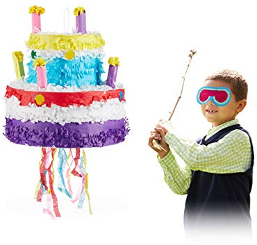 Relaxdays, bunt Pinata Geburtstag Torte, zum Aufhängen, für Kinder, Mädchen, zum selbst Befüllen, aus Papier, Piñata, Geburtstagstorte, 10025184, Pinata Geburtstagstorte