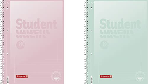 BRUNNEN Collegeblock Premium Student „Pastell“ | A4, Lineatur 27, 80 Blatt, sortiert