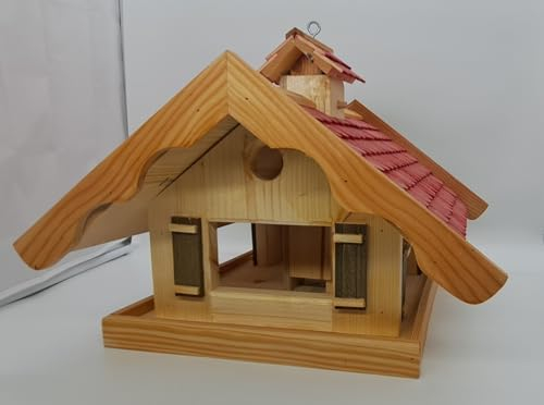 XXL Almhütte Vogelhaus Futtersilo Futterhaus Vogelfutter Vogelvilla Vogel Rot AR-1