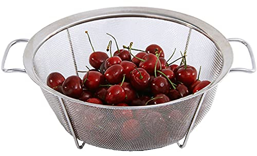 HOJKMA Scolapasta Acciaio Inox Colapasta, 25 cm diametro Colino per cucina con piedini e bordo largo e manici resistenti per scolare, sciacquare, friggere, cuocere a vapore o cuocere le verdure