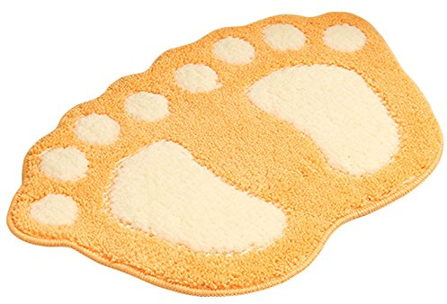 G-LIKE Badezimmer Teppich Fußmatte Badematte - Niedliche Pfote Füsse Toilette Dusche WC Boden rutschfest Türmatte Badvorleger Wasser Absorbierend Schnell Trocknend Waschbar – 48 x 67cm (Orange)