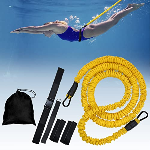 Schwimmgürtel Gegenschwimm,PillyBalla Schwimmgurt für Pool 4M Einstellbare für Kinder/Erwachsene, Schwimmwiderstand Gürtel Schwimmtrainer Gürtel Leine für Schwimmingpools Widerstandstraining