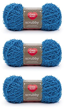 Red Heart Scrubby Ocean Yarn - 3 Pack of 100g/3.5oz - Polyester - 4 Medium (Worsted) - 92 Yards - Knitting/Crochet