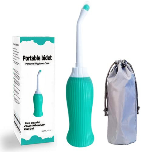 Latawon Portable Bidet Spray Handheld,450ML Water Capacity with 2pcsAngled Nozzle,Personal Sprayer for Kids Ass Washing,Personal Hygiene Bathroom Aid,Pregnant Women Cleansing, Postpartum Clean, Green