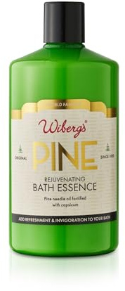 WIBERG'S Pine Bath Essence – Additif de bain tonifiant et relaxant aux huiles essentielles d'aiguilles de pin et de capsicum pour un moment de bain relaxant et apaisant musculaire, 500 ml