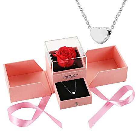 AFSTALR Rose Eternelle Coffret - Idée Cadeau pour Femme, Noel, Mariage, Couple, Maman, Amie - Bijoux pour Anniversaire (Rose Rouge)