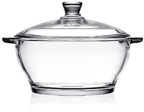 GANAZONO Glastopf Kochen Glas-Kochgeschirr Suppenterrine Aus Borosilikatglas Widerstandsfähiger Nudeltopf Mit Deckel für Suppe Schmoren und Induktion