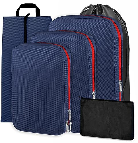 Cinnani Organizador Maleta con Compresión, 6 en 1 Set Organizador de Equipaje, Organizadores Maletas de Viaje, Compression Packing Cubes for Travel, Bolsas Organizadoras Maleta Para Ropa, Zapatos