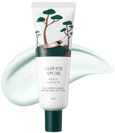 ROUND LAB - Beruhigende Zirbencreme mit Cica (ohne Duft) | 5CICA Lösung für Hormonausbrüche, zu Akne neigende Haut u